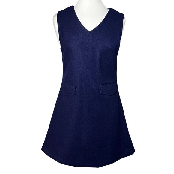 Anap japan Navy Blue Schoolgirl Chic Sleeveless V-Neck Wool Jumper Dress - Picture 1 of 7